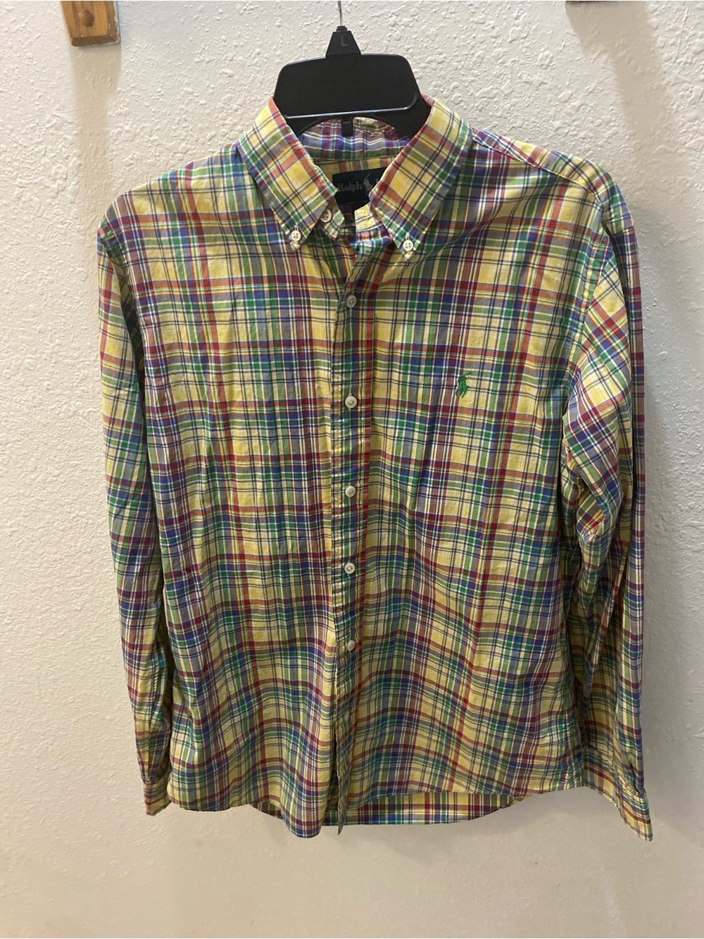 Ralph Lauren Yellow Multi-Color Plaid Long-Sleeve Button-Down Shirt